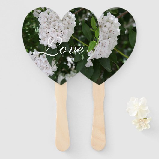 White Mountain Laurel Wedding Paddle Fan Handwaaier (Voorkant en achterkant)