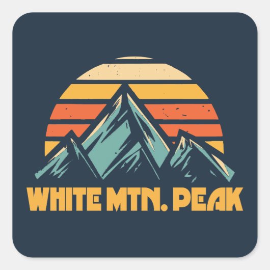 White Mountain Peak California Retro Turquoise Vierkante Sticker (Voorkant)