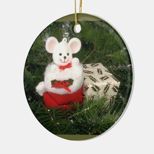 White Mouse kerstversiering Keramisch Ornament (Links)