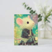 White Mouse on a Motorcycle Briefkaart (Staand voorkant)