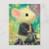 White Mouse on a Motorcycle Briefkaart (Voorkant)
