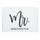 White Mr. + mevrouw (naam) Gepersonaliseerde proef Kussensloop (Voorkant-Links)