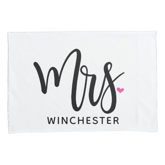 White Mr. + mevrouw (naam) Gepersonaliseerde proef Kussensloop (Voorkant-Rechts)