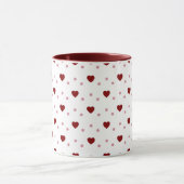 White Mug – Dark & Light Red Hearts Mok (Midden)