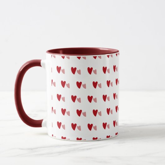 White Mug – Dark & Light Wavy Hearts Mok (Links)