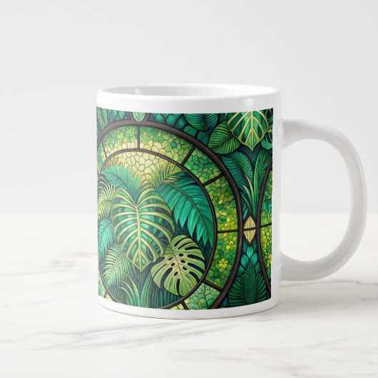 White mug featuring a vibrant, intricate pattern  grote koffiekop (Rechts)