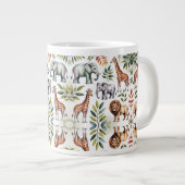 White mug featuring a vibrant jungle animal grote koffiekop (Voorkant rechts)