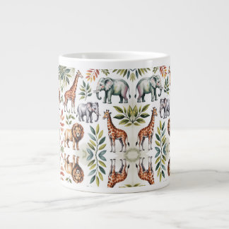 White mug featuring a vibrant jungle animal  grote koffiekop