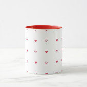 White Mug – Red & Hollow Hearts Mok (Midden)