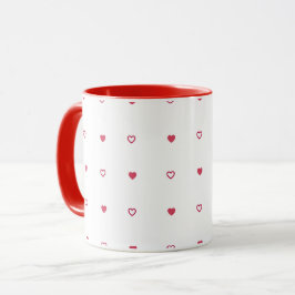 White Mug – Red & Hollow Hearts Mok