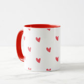 White Mug – Wavy Red Hearts Mok (Voorkant links)
