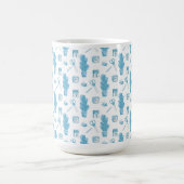 White mug with a blue cactus pattern koffiemok (Center)