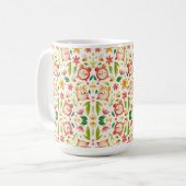 White mug with a colorful floral pattern koffiemok (Voorkant links)