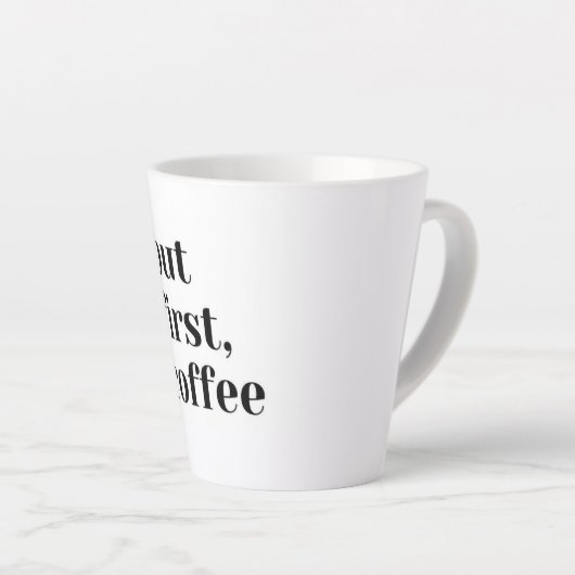 White mug With desing Latte Mok (Rechterhoek)