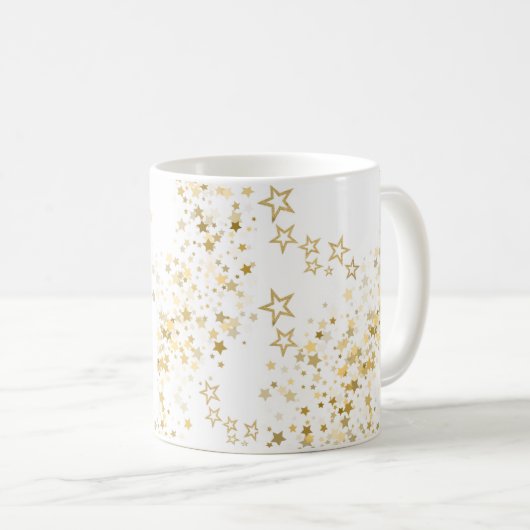 White Mug with golden stars Koffiemok (Voorkant rechts)