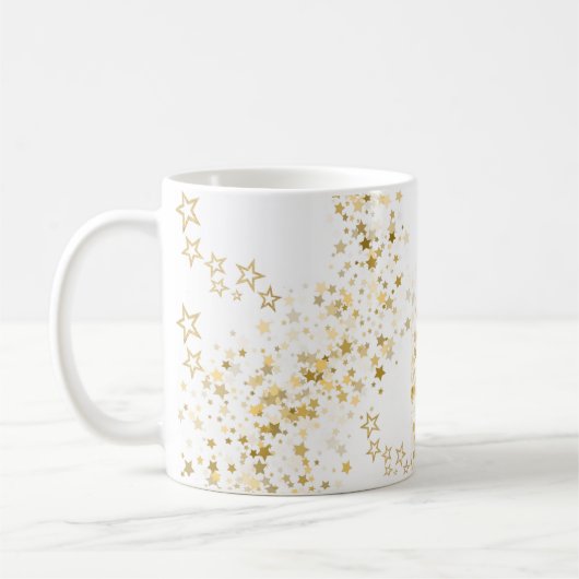 White Mug with golden stars Koffiemok (Links)
