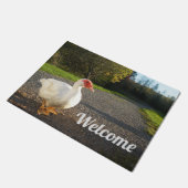 White Muscovy Duck Drake Welkom Deurmat (Schuin)