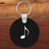 White Music 8th Note op zwarte achtergrond Sleutelhanger (Voorkant)