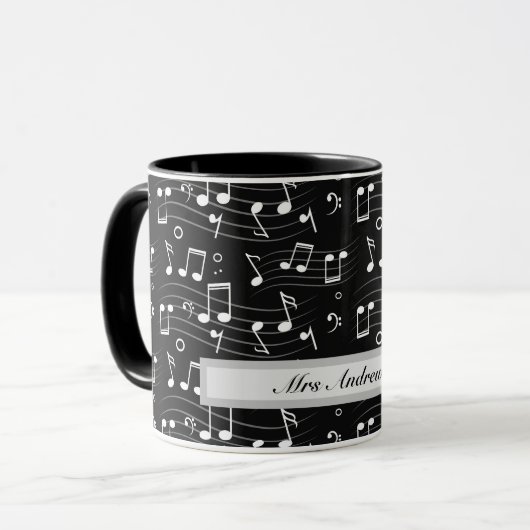White music notes on black background  mok (Voorkant links)