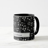 White music notes on black background  mok (Voorkant rechts)