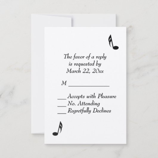 White Music Wedding RSVP Kaartje (Voorkant)