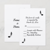 White Music Wedding RSVP Kaartje (Voorkant / Achterkant)