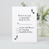White Music Wedding RSVP Kaartje (Staand voorkant)