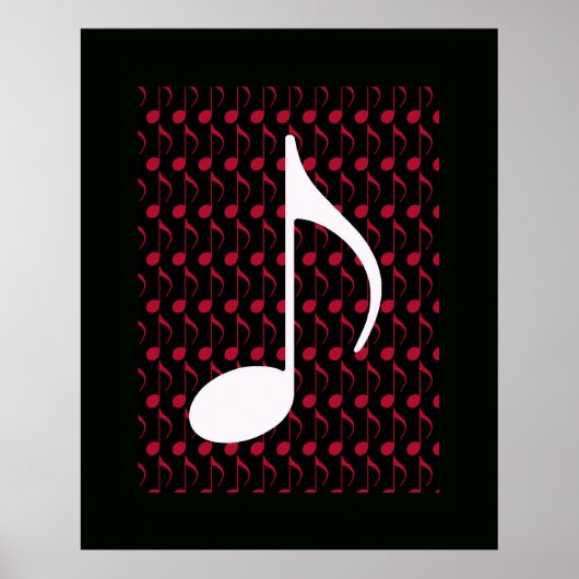 white musical note coole afbeelding poster (Voorkant)