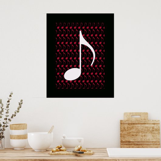 white musical note coole afbeelding poster (Keuken)