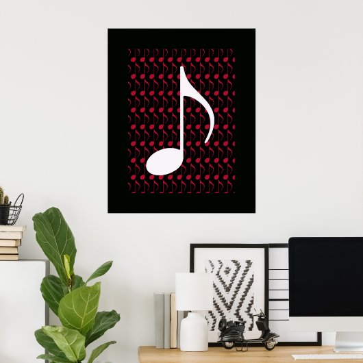 white musical note coole afbeelding poster (Thuiskantoor)