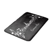 White Musical Notes Design Bath Mat (Gekanteld)
