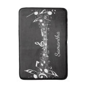 White Musical Notes Design Bath Mat (Voorkant Verticaal)