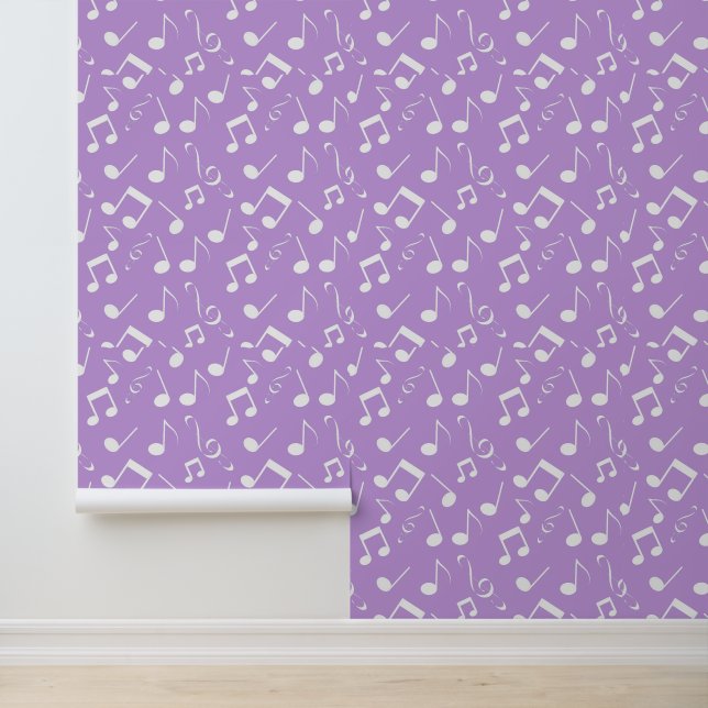 White Musical Notes Design Behang (Applicatie)