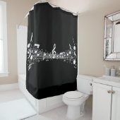 White Musical Notes Design Shower Curtain Douchegordijn (In situ)