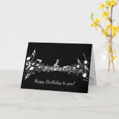 White Musical Notes Design Wenskaart Kaart (Gele Bloem)