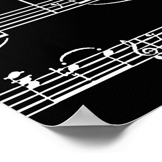 white musical notes on black, music poster (Hoek)