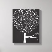 White Musical Notes Pop Tree Nursery Wall Art Canvas Afdruk (Voorkant)