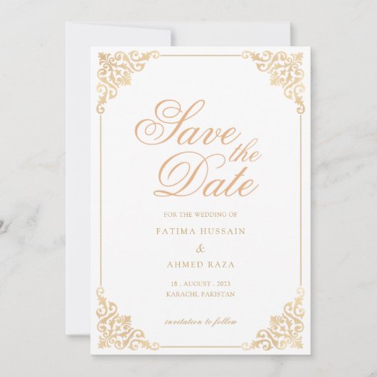 White Muslim Save The Date Announcement Kaart (Voorkant)