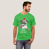 White Mustache Santa Pug Merry kerst T-shirt (Voorkant volledig)