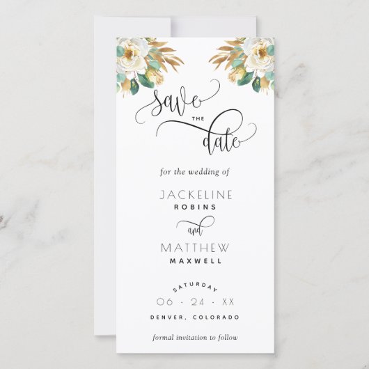 White Mustard Wedding Save the Date Bladwijzer (Voorkant)