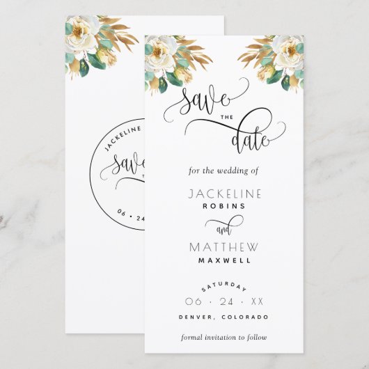 White Mustard Wedding Save the Date Bladwijzer (Voorkant / Achterkant)