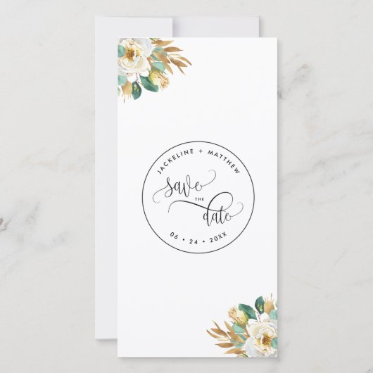 White Mustard Wedding Save the Date Bladwijzer (Achterkant)