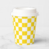 White Mustard Yellow Square Pattern Paper Cups Papieren Bekers (Rechts)