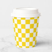 White Mustard Yellow Square Pattern Paper Cups Papieren Bekers (Voorkant)