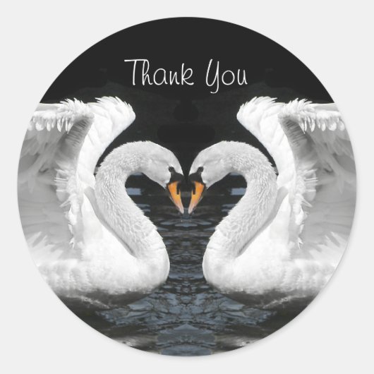 White Mute Swan Mirror Afbeelding - Dank u Ronde Sticker (Voorkant)