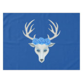 White Mythical Deer Wearing Blue Rozen Big Antlers Tafelkleed (Voorkant (Horizontaal))