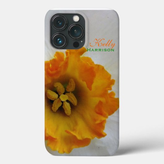 White N Oranje Daffodil Persoonlijk Case-Mate iPhone Case (Achterkant)