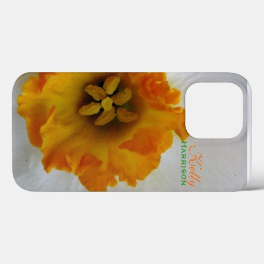 White N Oranje Daffodil Persoonlijk Case-Mate iPhone Case (Achterkant (horizontaal))