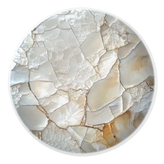 White Nacre Pattern Keramische Knop (Voorkant)