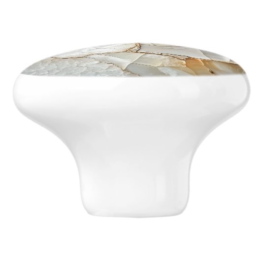 White Nacre Pattern Keramische Knop (Zijkant)